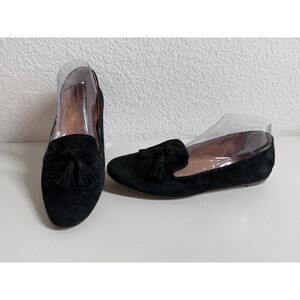 J Crew Cora Black Suede Tassel Smoking Slipper Loafer Womens Size 9.5